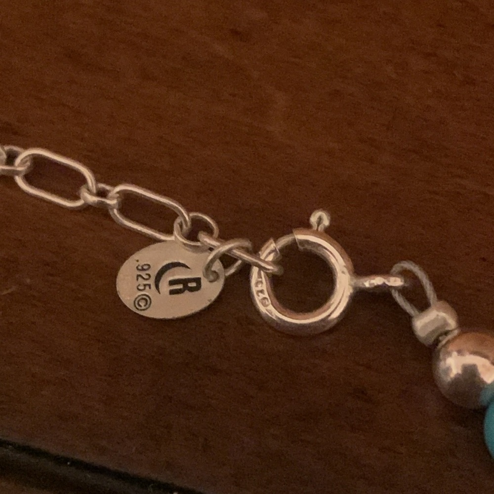 Turquoise n silver beaded necklace - Picture 3 of 5